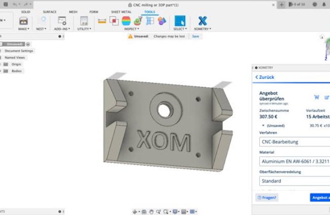 Vos devis instantanés Xometry, maintenant disponibles sur Autodesk Fusion 360