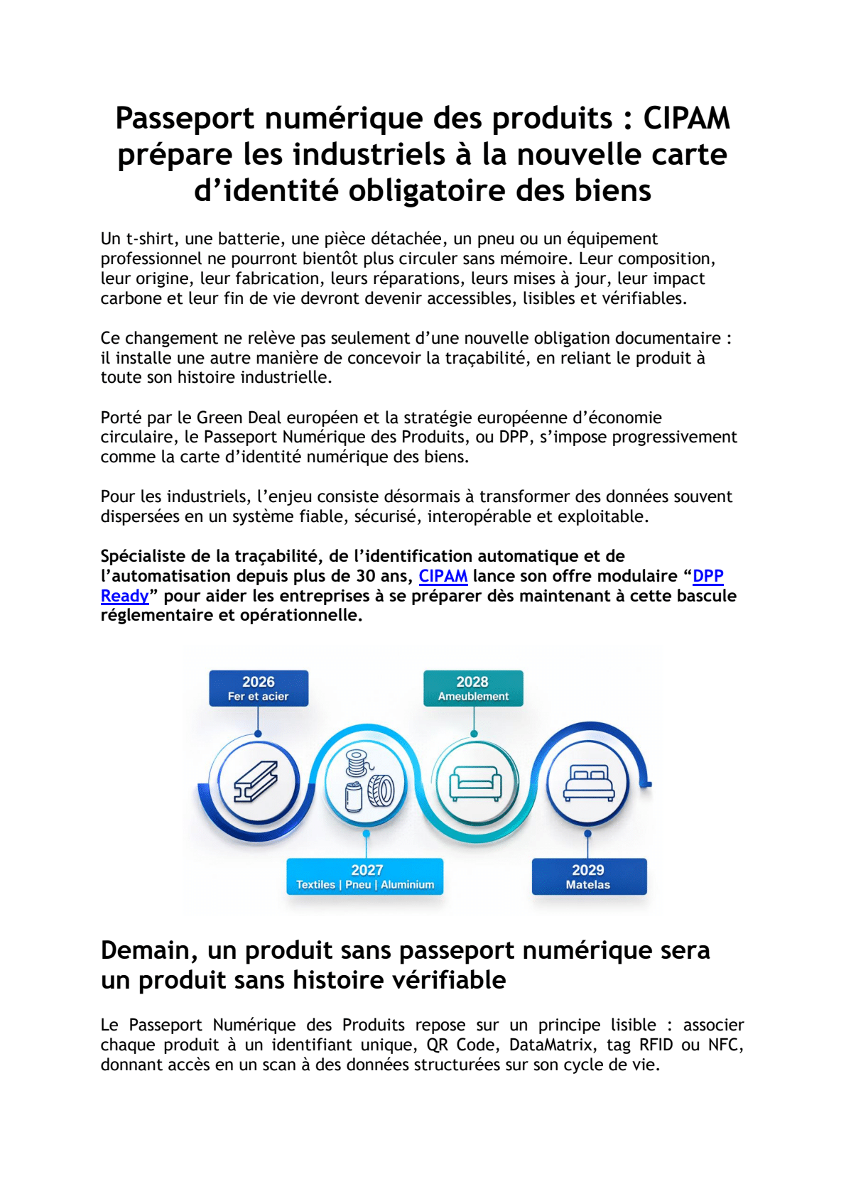 Passeport numérique des produits : CIPAM prépare les industriels à la nouvelle carte d’identité obligatoire des biens
