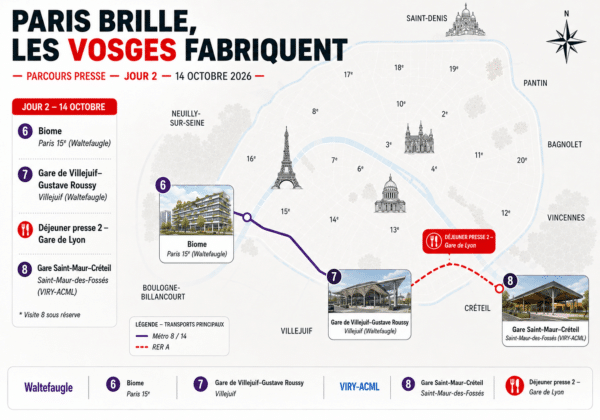 Parcours des visites de chantiers du mercredi 14 octobre 2026